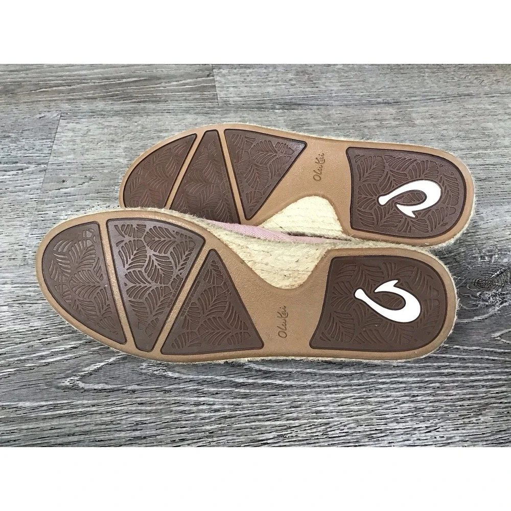 Olukai Kaula Pa'a Kapa Women's Size 7 Slip On Espadrille Flats Shoes Pink Casual